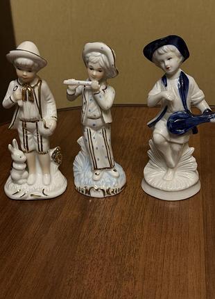 Винтажные фарфоровые статуэтки «юные музыканты», набор 3 шт.