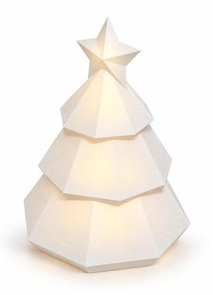 Ночник «ёлка со звездой» с led-модулем, новогодний светильник, 14 см, белый, 3d-печать
