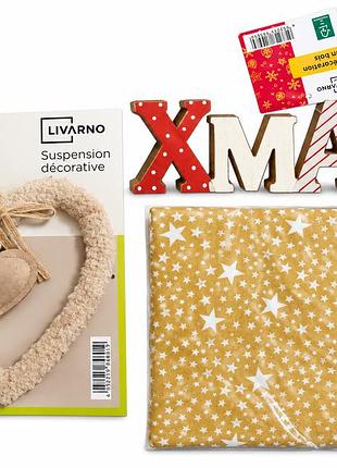 Набір новорічного декору livarno home xmas, дерев’яний напис, декоративне серце та святковий декор