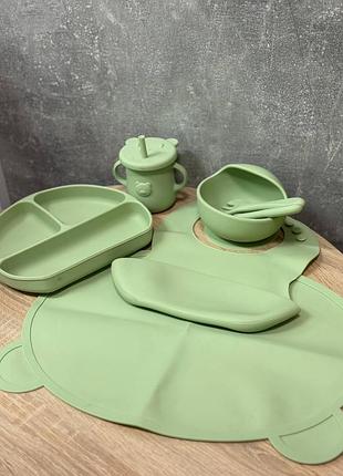 Набор детской посуды ts kitchen мишка силиконового 7 предметов зеленый hp34546g