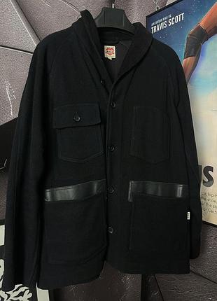 Куртка-пальто carhartt в чорному кольорі з вовни
