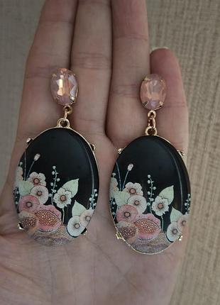 Овальные серьги floral с цветочным принтом