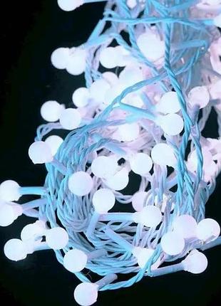 Новорічна гірлянда кульки 100led 10мм 6м + перехідник білий