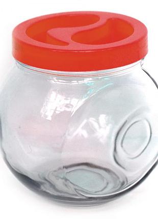 Банка для сыпучих продуктов 1200ml - красная крышка wallibuc
