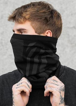 Чоловічий зимовий бавовняний дихаючий термо баф without scorpion black