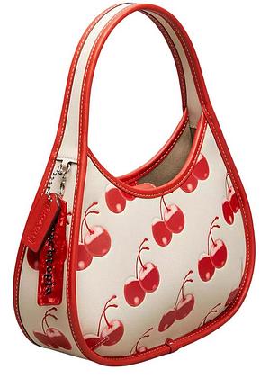 Сумка для жінок coach ergo bag in coachtopia leather with cherry print