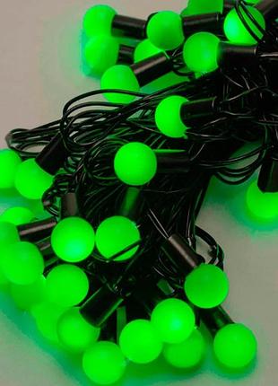 Новорічна гірлянда кульки 40 led 18мм 7м + перехідник зелений