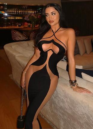 Распродажа платье prettylittlething с сетчатыми вставками