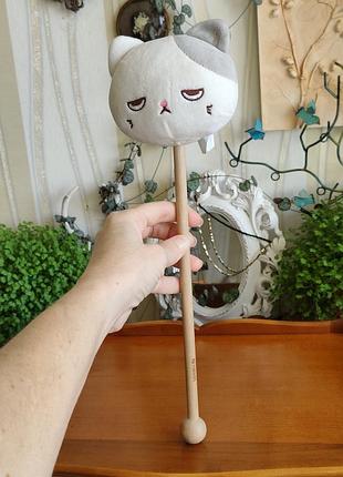 Массажер. деревянный с мягкой игрушкой котик — miniso life