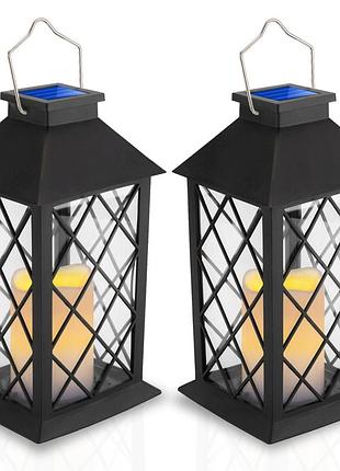 Набір декоративних вуличних ліхтарів lumiled lirio 2 на сонячній батареї, чорний, ефект свічки, 2 шт