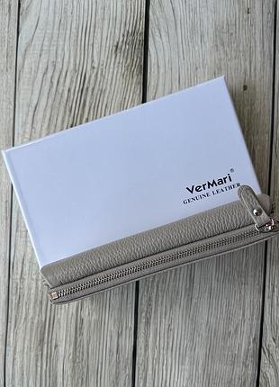Кожаный женский бежевый кошелек verмari 5