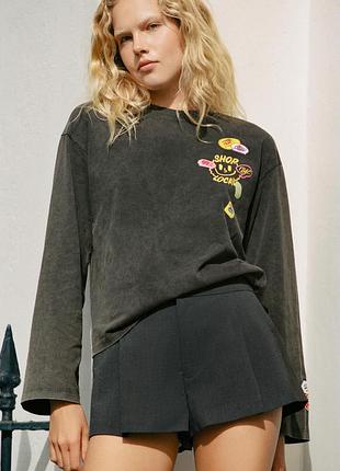 Реглан жіночий сірий з принтом zara new