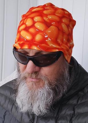 Шапка бини, шапка носок с прикольным 2d принтом. унисекс. one size.