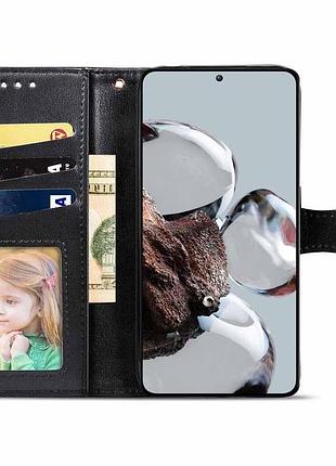 Кожаный чехол-книжка getman gallant (pu) для xiaomi 12t / 12t pro черный