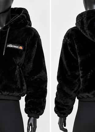 Жіноча шуба ellesse чорна зі штучного хутра