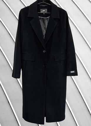 Женское черное шерстяное пальто dkny m l 38 40 42 46 донная каран удлиненное прямое зимнее осеннее пальто из шерсти dkny m базовое брендовое женское п