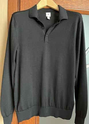 H&m поло чорний мерінос 4