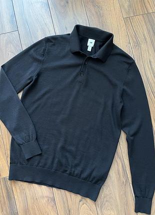 H&m поло чорний мерінос 3