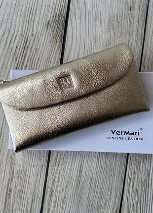 Кожаный женский кошелек verмari золото