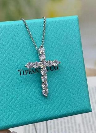 Крестик на цепочке тиффани из медицинской стали (stainless steel)