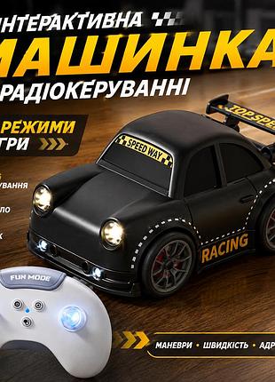 Інтерактивна машинка на радіокеруванні 2.4g з режимами слідування та уникнення перешкод — світло, звук, 360°, чорна