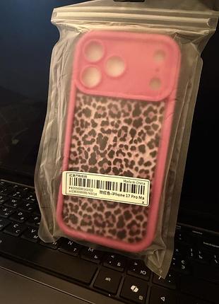 Чохол apple iphone 17 pro max рожевий леопардовий принт