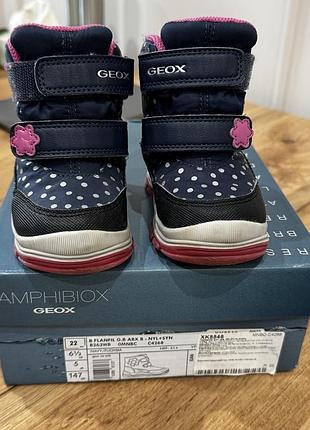 Дитячі зимові чоботи geox flanfil 22 р фіолетово-сині дівчинці