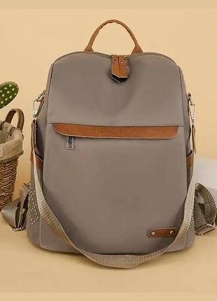 Стильный городской женский рюкзак-сумка cappuccino style no brand 1218-01 кофейный
