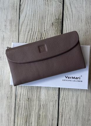 Шкіряний жіночий гаманець vermari в кольорі темна пудра