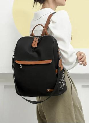Стильный городской женский рюкзак-сумка dark style no brand 1215-01 черный