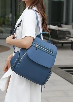 Стильный городской женский рюкзак marine blue style no brand 1291-01 синий