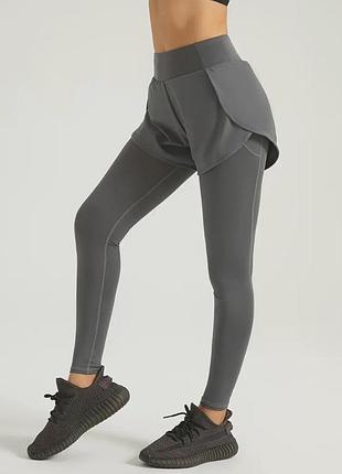 Женские спортивные леггинсы с шортиками comfort sport c4455 (1850-46-02) серый l