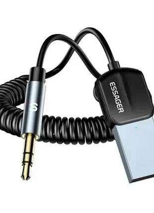 Оригінальний bluetooth aux адаптер essager 5.0 в авто, usb ресівер, автоакустика, гарнітура, чорний колір, преміум якість, новий стан, гучний звязок