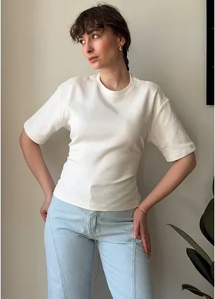 Футболка с завязками, молочный q style тболка с завязками - (402325831)