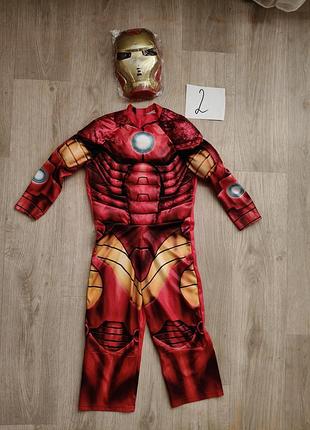 Дитячий карнавальний костюм залізної людини (iron man) із червоно-золотистим принтом та рельєфним ефектом м'язів на комбінезоні 104 см 110см