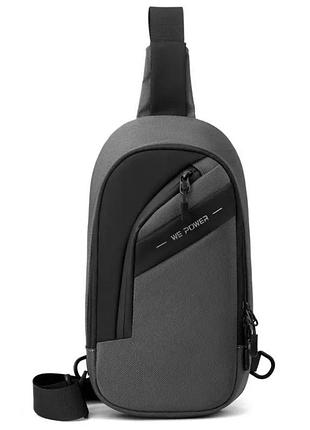 Стильна чоловіча багатофункціональна сумка gray city modern no brand 1356-04 сірий