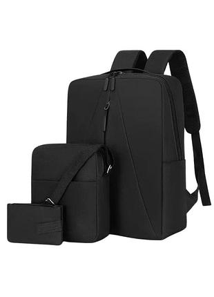 Стильний міський чоловічий рюкзак metro city style (1738-03) чорний - no brand