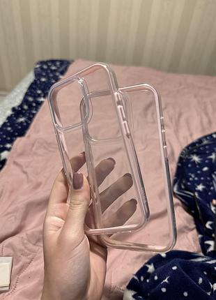 Чохол apple iphone 16 pro прозорий з рожевими бортиками
