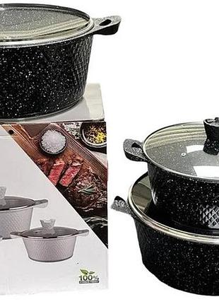 Набір каструль xpro dm-6 3 шт 32/36/40 зі скляною кришкою (44359-dm-6_2772)