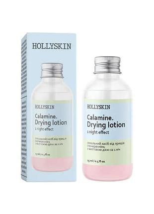 Локальний засіб від прищів з миттєвою дією за 1 ніч hollyskin calamin. drying lotion 0244h (2102-01) 15 мл hollyskin