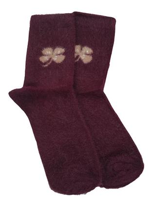 Носки теплые женские с мехом норки flower no brand 920-01 красный 36-41 1 шт