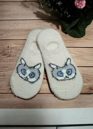 Женские носки следы с кашемиром норки funny cat корона 1127-36-40 белый 36-40 1 шт