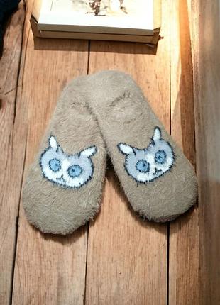 Женские носки следы с кашемиром норки funny cat корона 1129-36-40 бежевый 36-40 1 шт