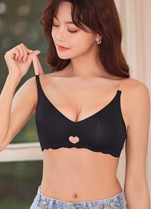 Жіночий безшовний бюстгальтер без кісточок love heart (1489-70-03) чорний 70