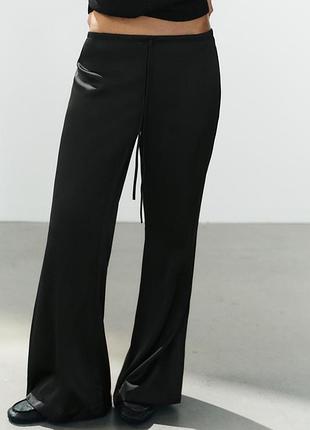 Чорні атласні штани жіночі zara new