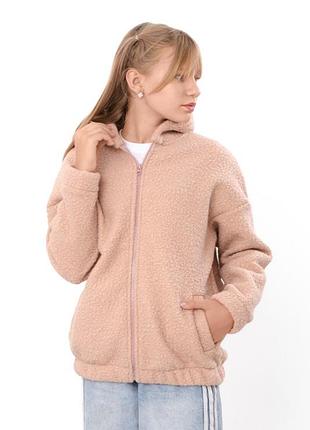 Кофта на молнии для девочки, экомех барашек, от 128см до 170см 158