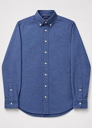 Сорочка tommy hilfiger regular fit, розмір xs, 100% бавовна, синя джинсова / оксфорд