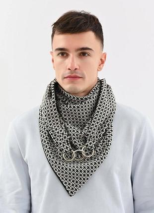 Мужской 2-сторонний осенний шарф "геометрия" на кольцах my scarf "эдинбург"