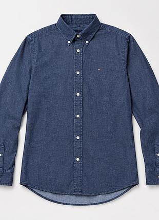 Сорочка tommy hilfiger, розмір m, 100% бавовна, синя джинсова (денім)