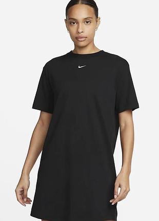 Чорна бавовняна спортивна міні сукня nike